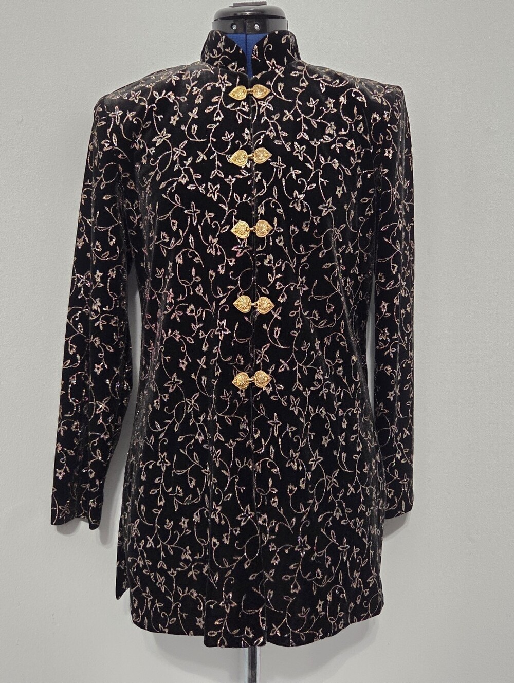 Vintage Y2K Black Sparkly Velvet Blazer Size S